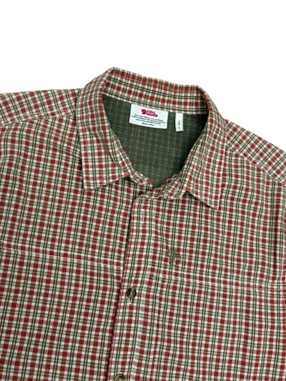 FJALLRAVEN Plaid Shirt Luxury SVANTE SEERSUCKER Short Sleeve Tee Mens Large